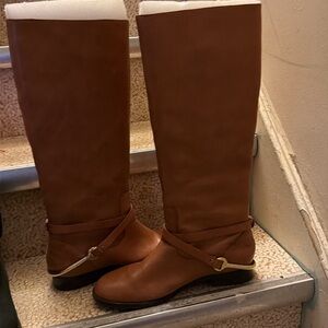 Ralph Lauren Tall Brown Leather Riding Boots - Women's Classic Style